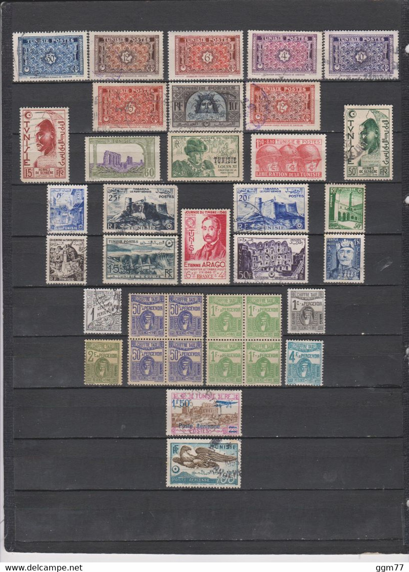 89 TIMBRES TUNISIE OBLITERES & NEUFS** & * + SANS GOMME DE 1906 à 1955    Cote : 92 € - Tunisie (1956-...)