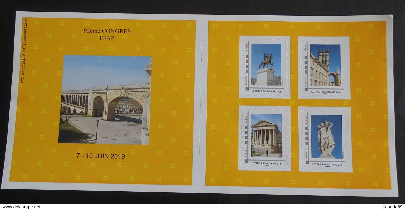 Feuillet Collector "92 éme Congrés FFAP" Phila-France 2019 Montpellier Adhésif F - Andere & Zonder Classificatie