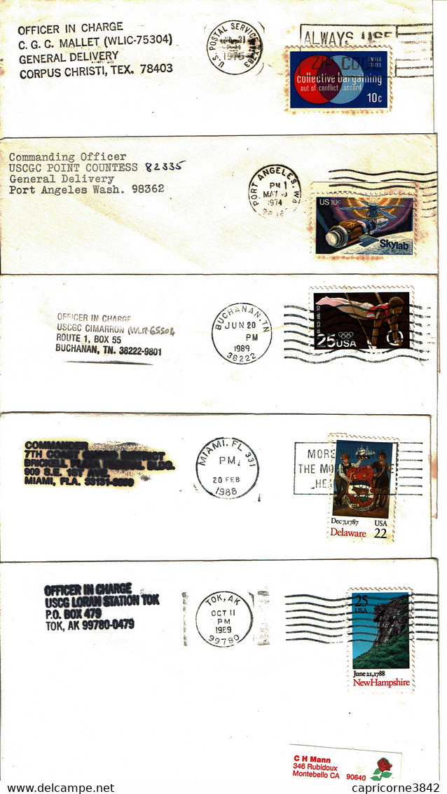 5 Enveloppes Avec Cachets De La Marine Américaine  -  5 Envelopes With US Navy Postmarks - Marcophilie