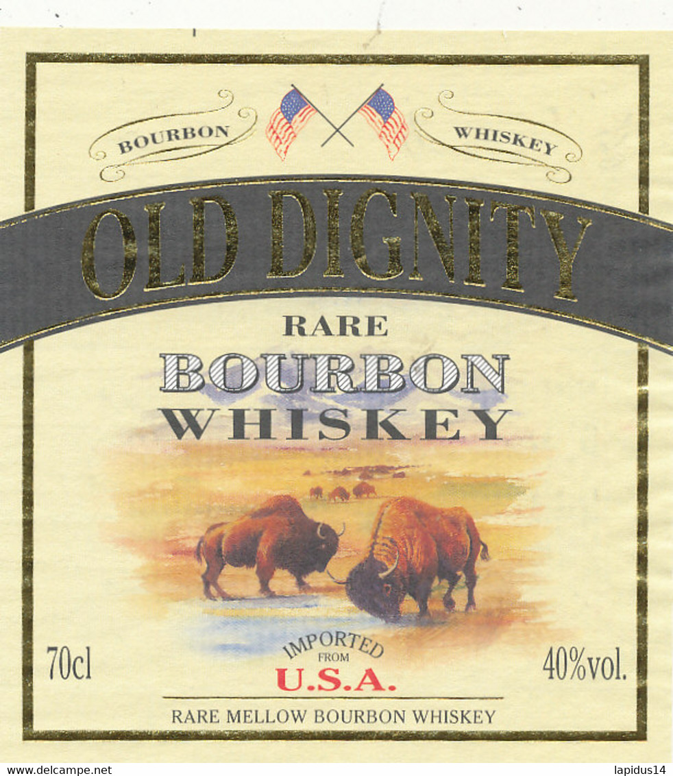 655 / ETIQUETTE  BOURBON  WHISKEY     OLD DIGNITY - Whisky