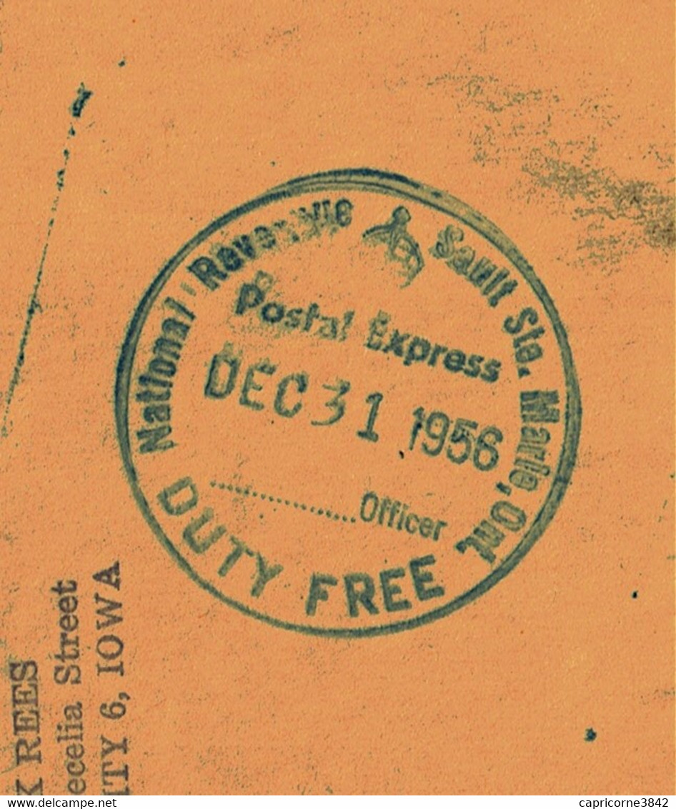 1958 - Lettre De SIOUX CITY (Iowa) Pour Le Canada + Cachet DUTY FREE -  Only Front Of Envelope - Marcophilie