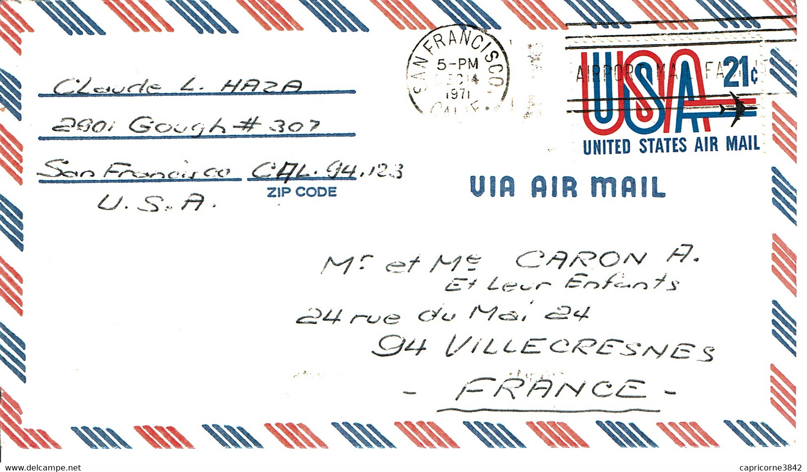 1971 - Lettre De SAN FRANCISCO Pour La France -  Tp Yvert N° PA72 - Marcophilie