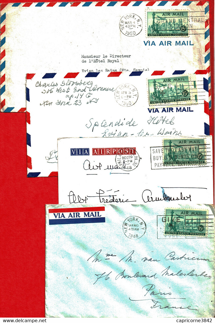 1948/1950 - 4 Enveloppes De New-York Pour La France -  Tp Yvert N° 37 - Storia Postale