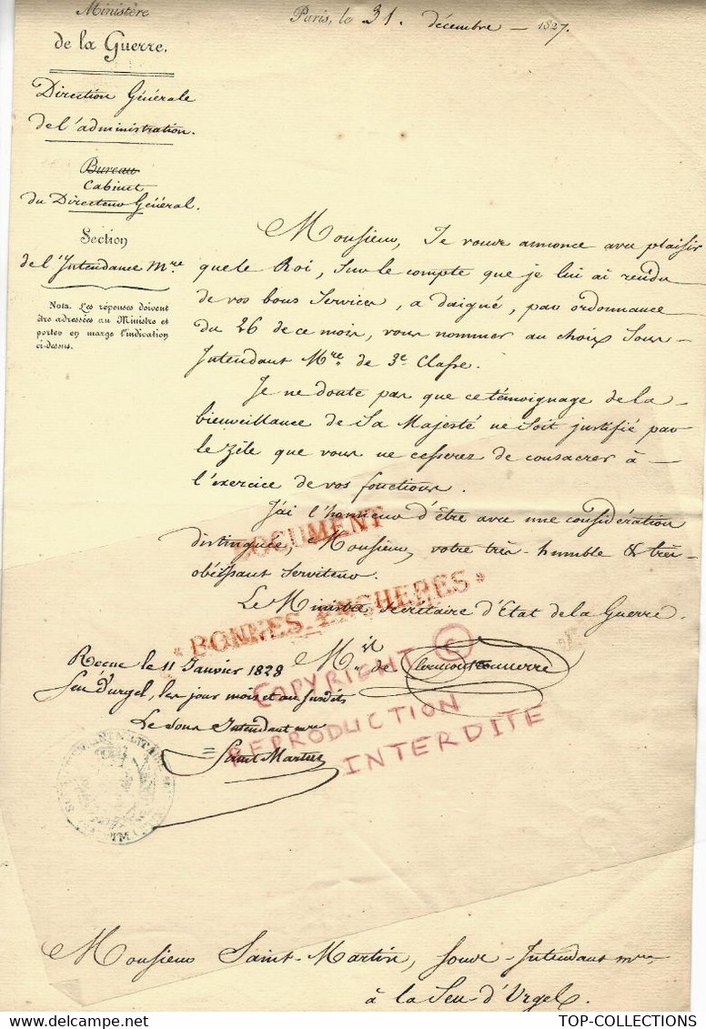 1828 RESTAURATION Signature Marquis De CLERMONT- TONNERRE Aimé-Marc Gaspard MINISTRE De La GUERRE - Autres & Non Classés