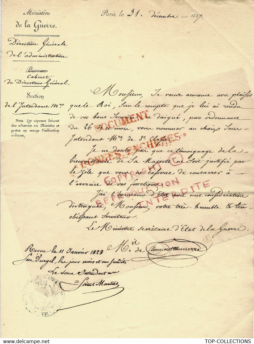 1828 RESTAURATION Signature Marquis De CLERMONT- TONNERRE Aimé-Marc Gaspard MINISTRE De La GUERRE - Sonstige & Ohne Zuordnung