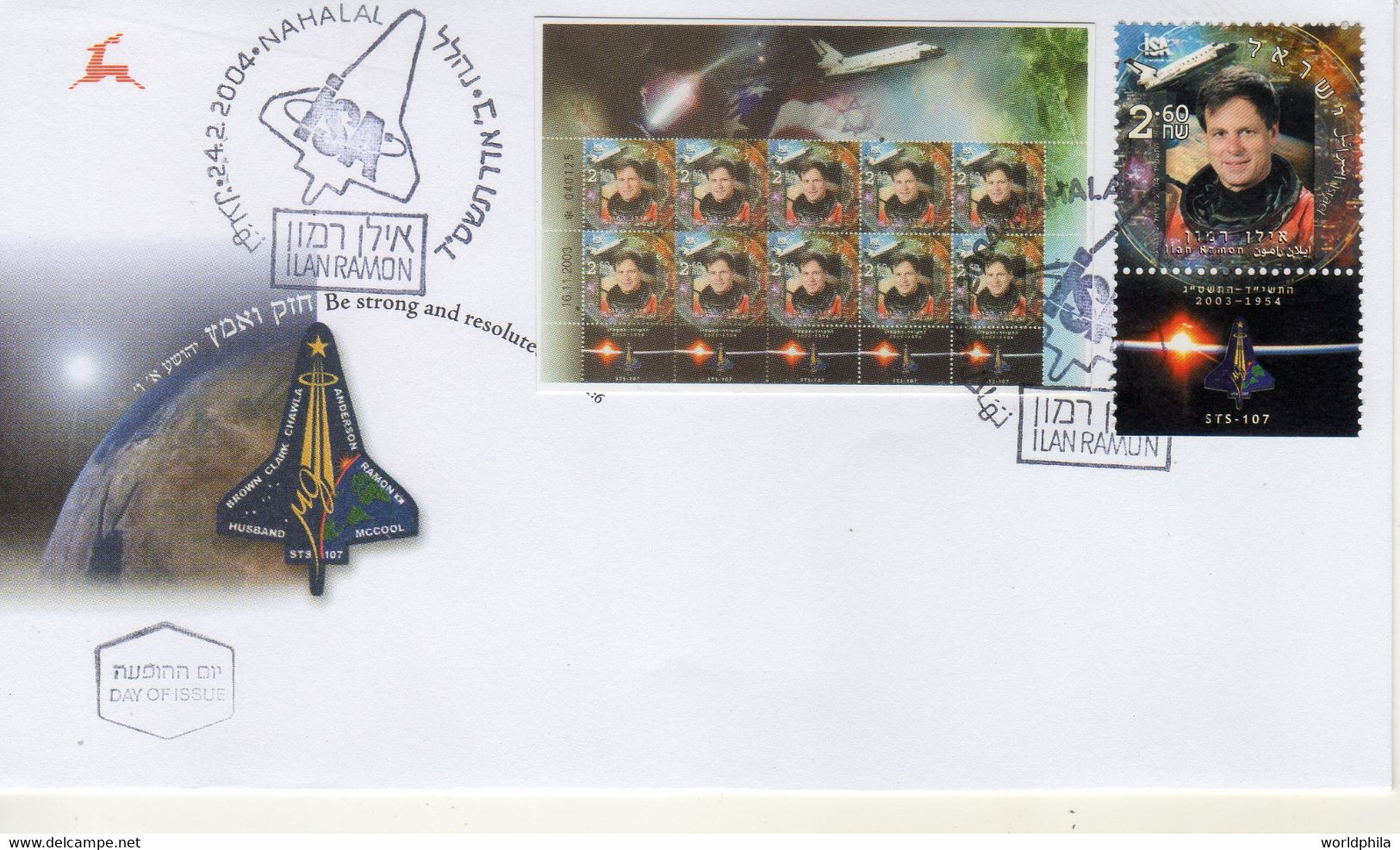 Israel 2004 Extremely Rare, Ilan Ramon, Space Flight, Designer Photo Proof, Essay+regular FDC 41 - Ongetande, Proeven & Plaatfouten