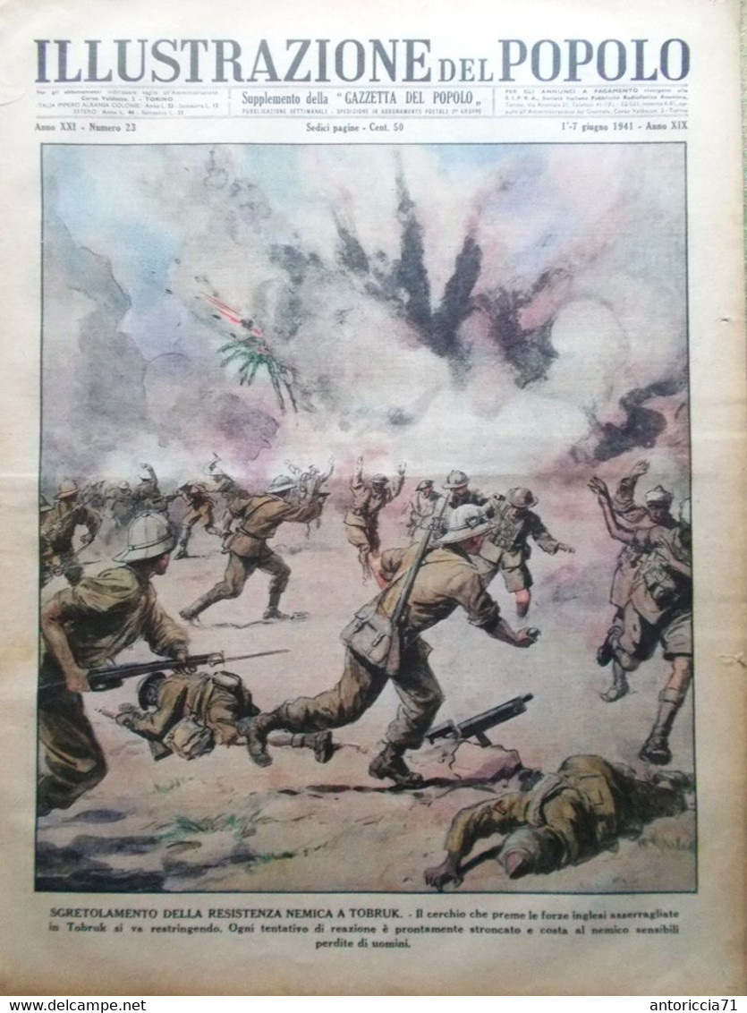 Illustrazione Del Popolo 7 Giugno 1941 WW2 Saljapin Tobruk Occulto Carnera Fiori - War 1939-45