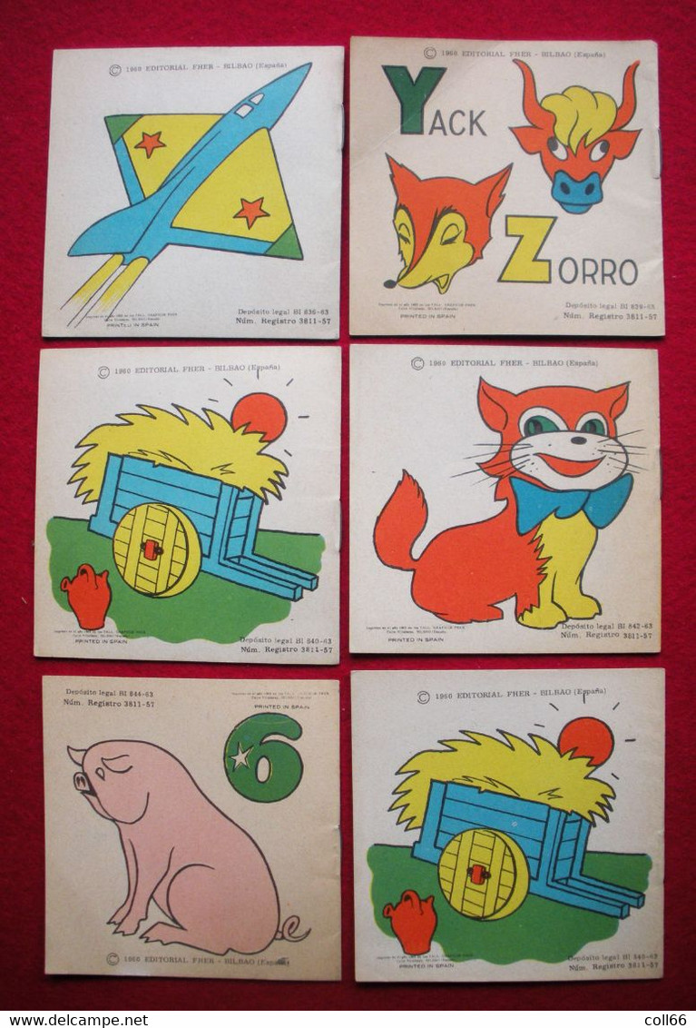 Colleccion 1960-63 Cris 6 Albums à Colorier Pour Enfants Editorial Fher Bilbao 10x9.8cm 8 Pages Spain - Juniors