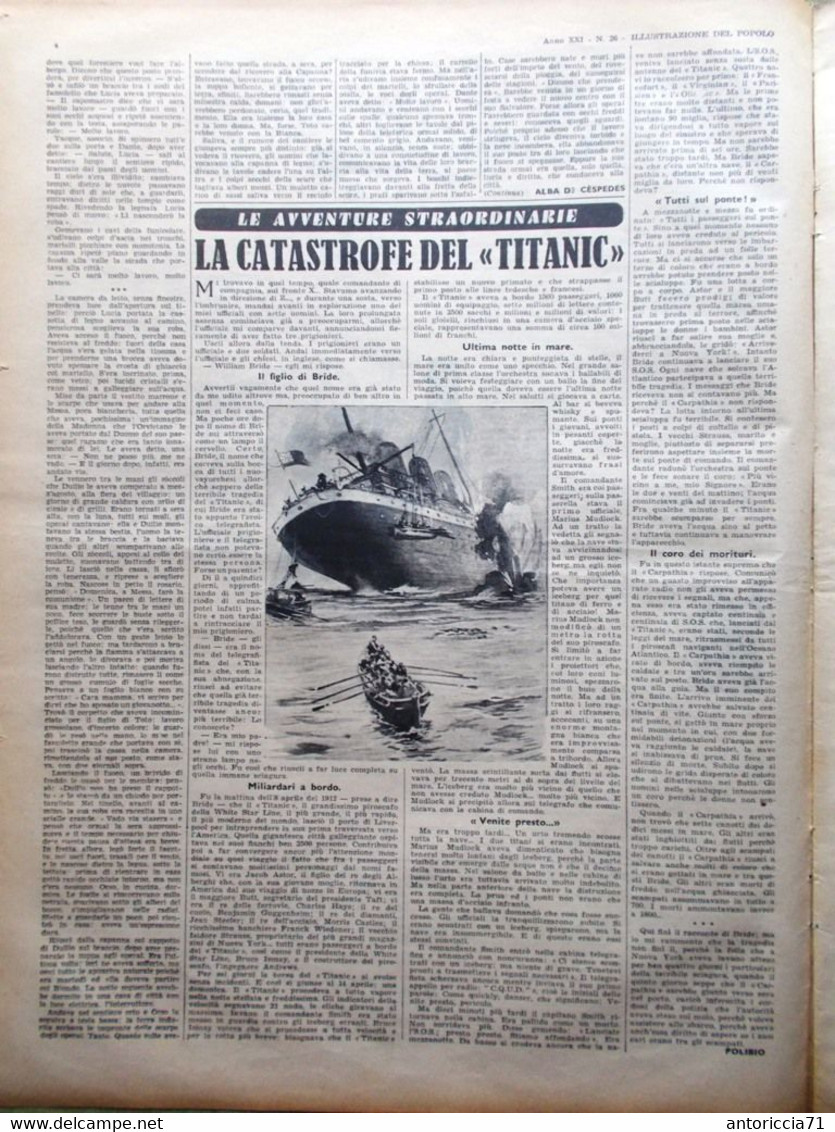 Illustrazione Del Popolo 28 Giugno 1941 WW2 Siria Titanic Capua Dolore Jannings - Oorlog 1939-45