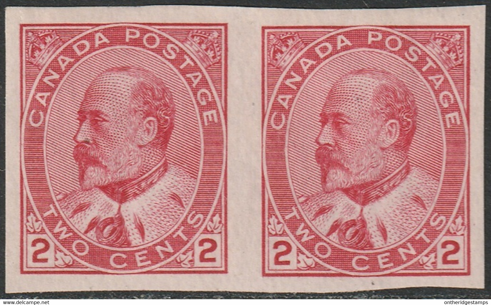 Canada 1903 Sc 90A Mi 78 Yt 79 SG 177a Imperf Pair MH* - Unused Stamps