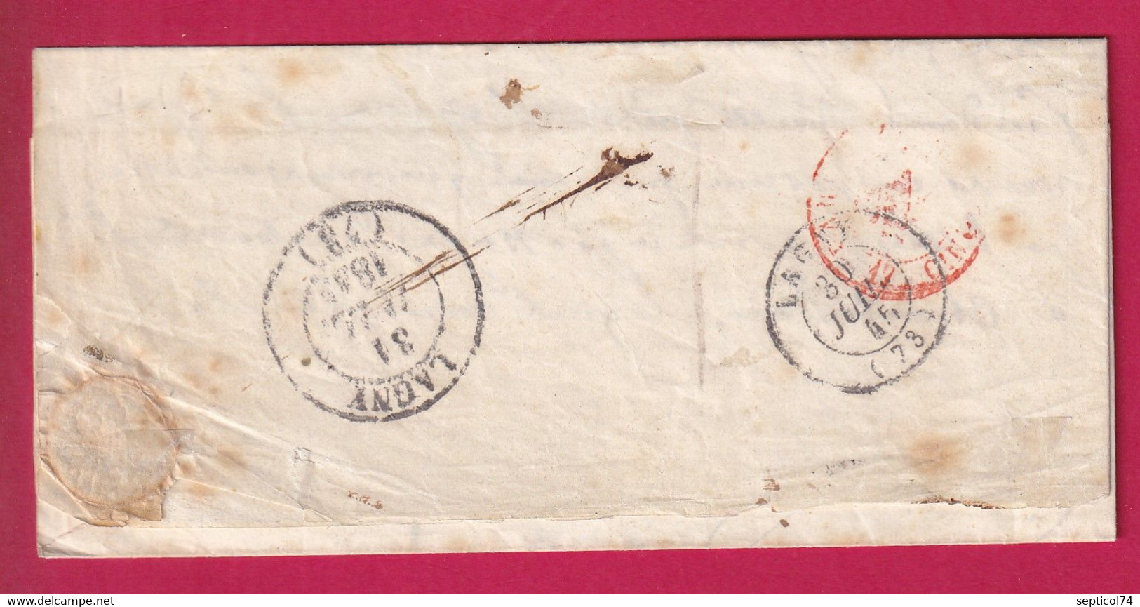 CAD TYPE 15 LAGNY SEINE ET MARNE TAXE LOCALE 1 MODIFIEE A 2 REEXPEDIEE PARIS DECIME RURALE 1845 LETTRE COVER FRANCE - 1801-1848: Précurseurs XIX