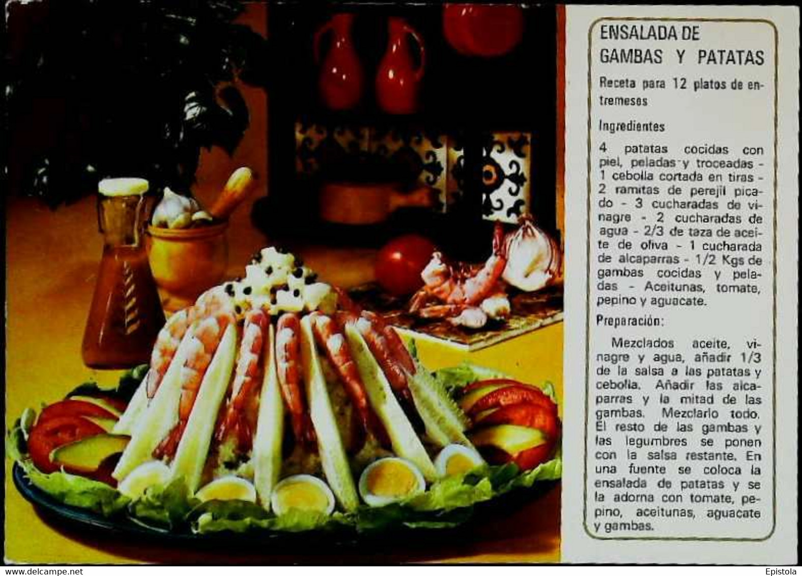 ► CPSM Recette Salade Gambas Crevette - Recettes (cuisine)