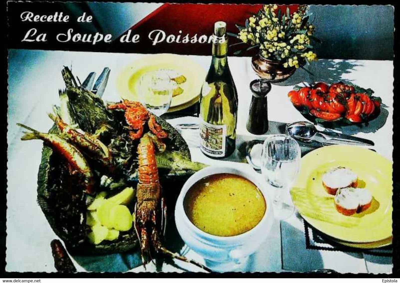 ► CPSM Recette Soupe De Poissons Langoustine Crabe Fruits De Mer Poivrier - Recettes (cuisine)