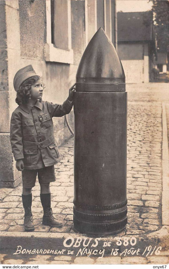 Carte Photo Militaire Français OBUS BOMBE MUNITION Guerre 14/18-Bombardement NANCY-54-Meurthe Et Moselle-Enfant-Children - War 1914-18