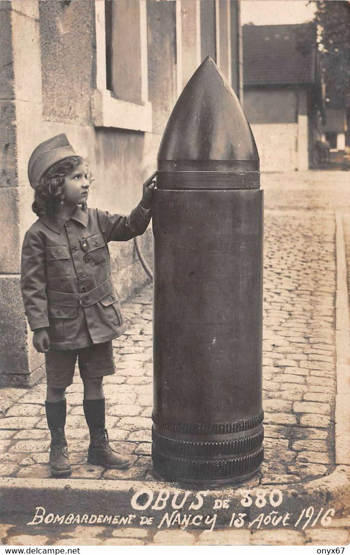 Carte Photo Militaire Français OBUS BOMBE MUNITION Guerre 14/18-Bombardement NANCY-54-Meurthe Et Moselle-Enfant-Children - Guerra 1914-18