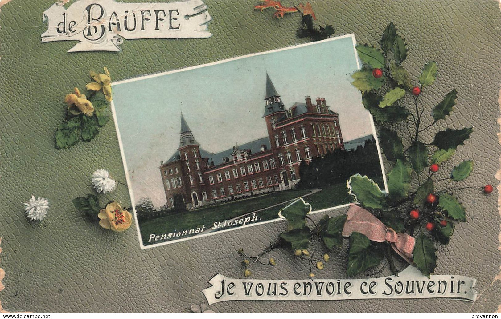 Je Vous Envoie Ce Souvenir De BAUFFE (Pensionnat St Joseph) - Carte Colorée Et Circulé En 1908 - Lens