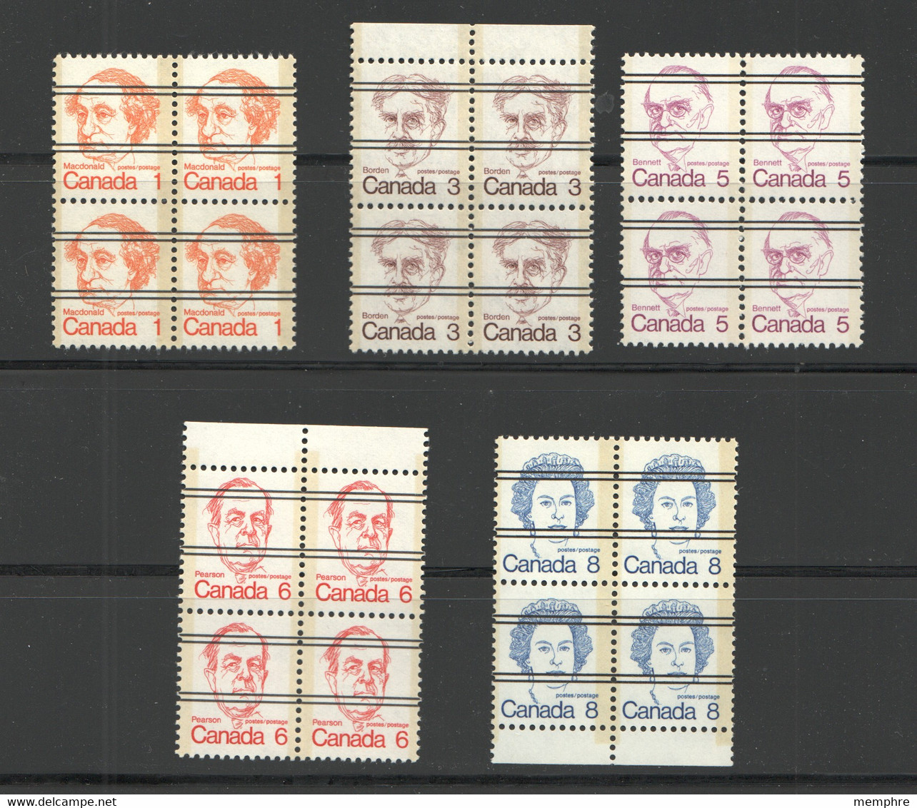 1972 Caricatures  Precancelled - Préoblitérés MNH Blocks - ** Sc 586, 588, 590-1, 595 - Préoblitérés