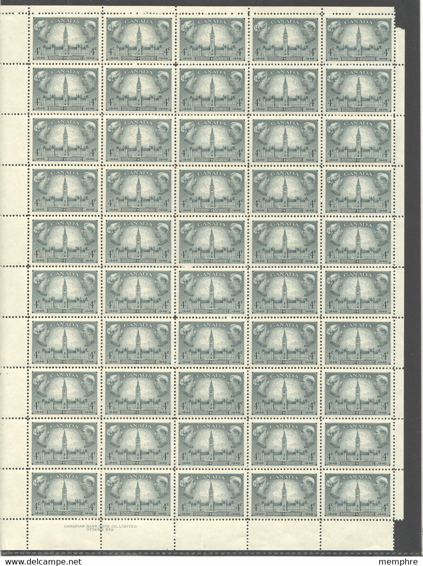 1948  Century Of Responsible Government In Canaad Sc 277   Full Sheet Of 50 MNH - Feuilles Complètes Et Multiples