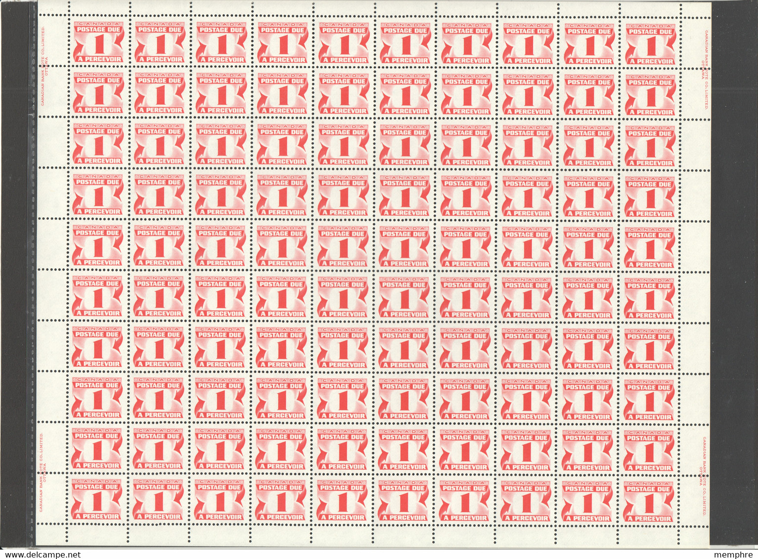 1977  1¢ Postage Due  Sc J23a  Position 22 With Constant Flaw «White Mark Before À» MNH - Full Sheets & Multiples