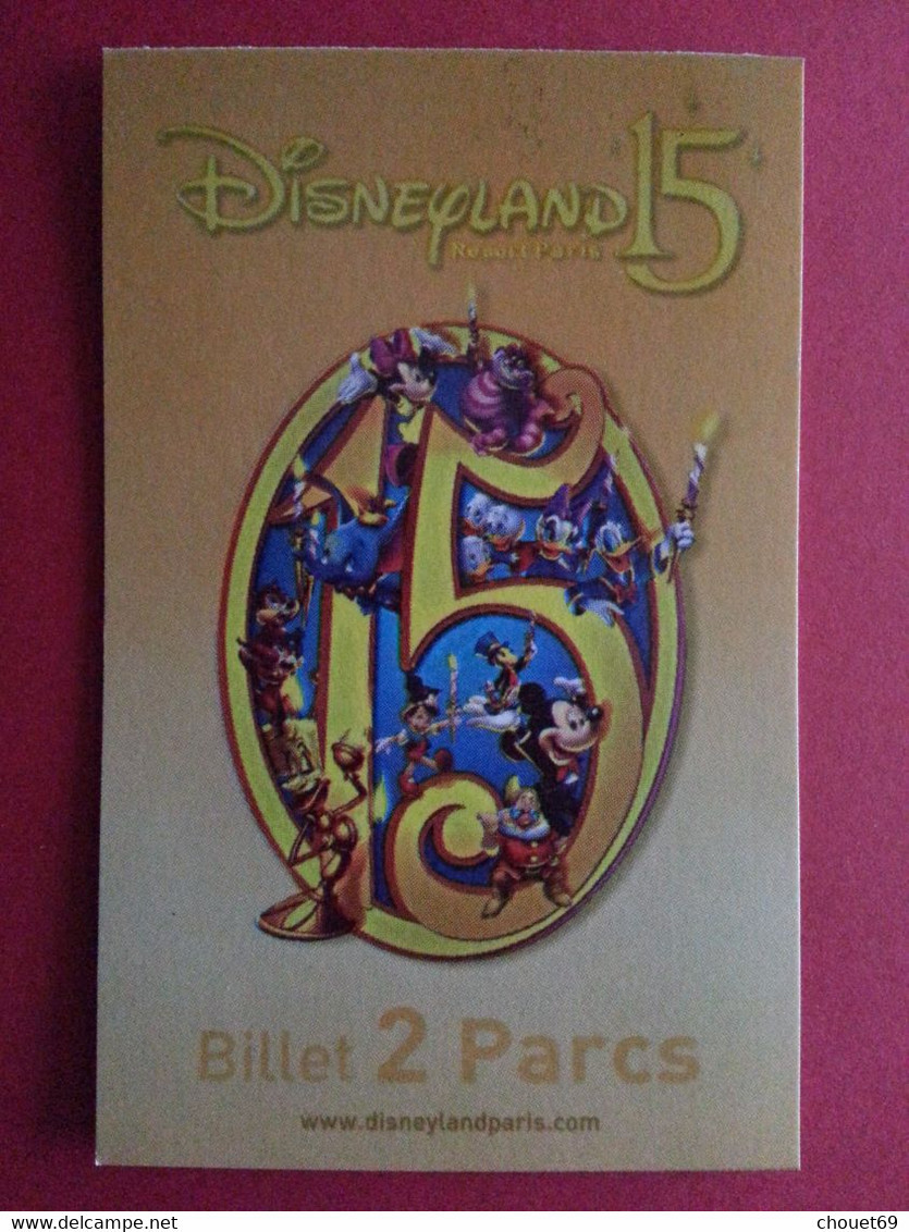 15 Ans Disneyland Paris 4 Pass Or 2 Parcs 15 Pinocchio Dumbo Pluto GRATUIT 15/03/2009 Mullitour EURO DISNEY (TB0322 - Disney-Pässe