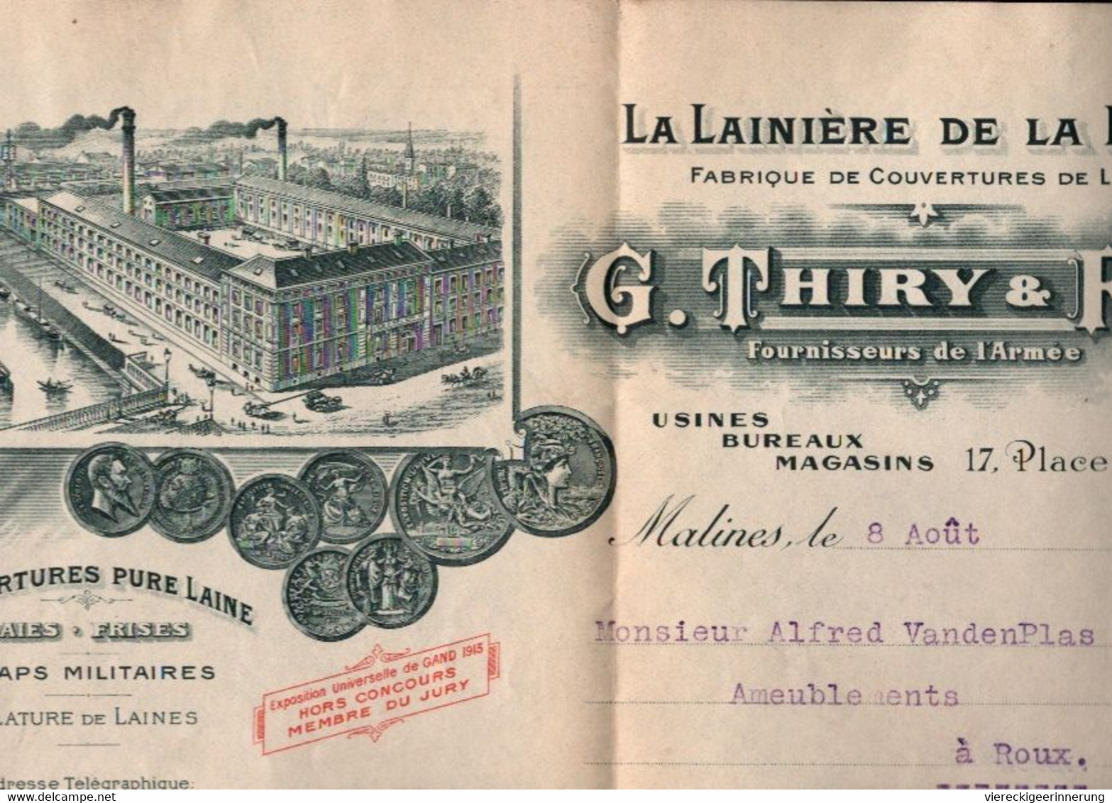 ! 1923 Firmenbriefbogen G. Thiry, Malines, Mechelen, Belgien - 1900 – 1949