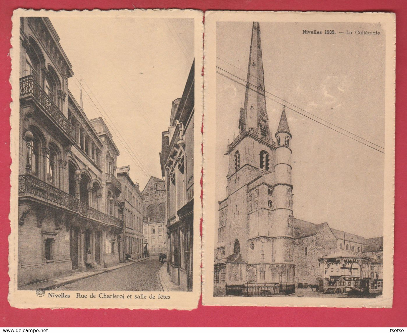 Nivelles -2 Cartes Postales / La Collégiale Et Rue De Charleroi ( Voir Verso ) - Nijvel