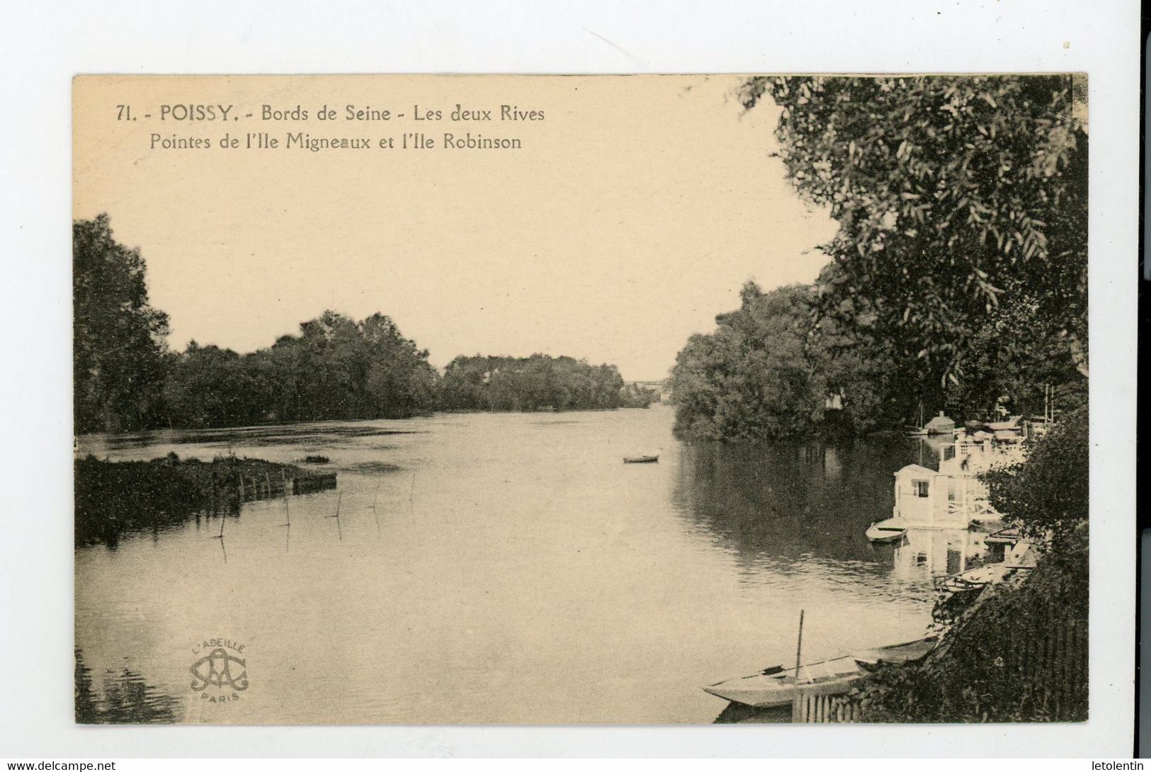 CPA: 78 - POISSY - BORDS DE SEINE - LES DEUX RIVES, POINTE DE L'ILE MIGNEAUX ET L'ILE ROBINSON - Poissy