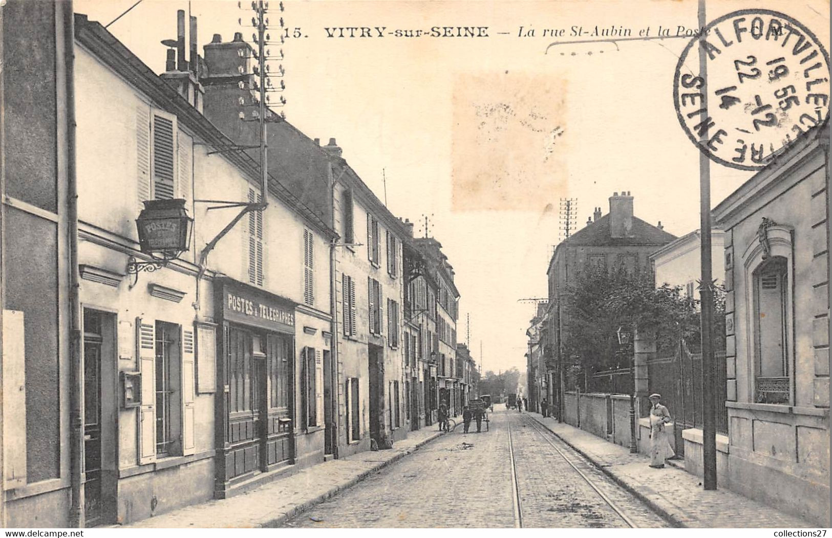 94-VITRY-SUR-SEINE-LA RUE SAINT-AUBIN ET LA POSTE - Vitry Sur Seine