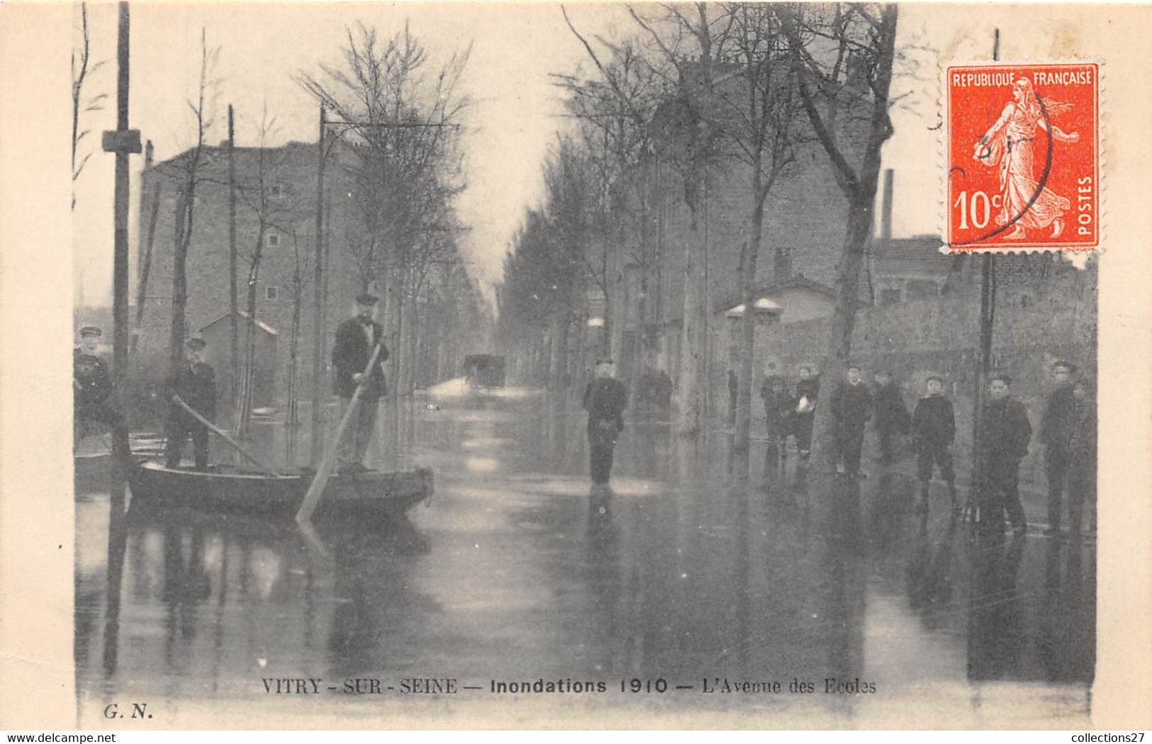 94-VITRY-SUR-SEINE- INONDATION 1910, L'AVENUE DES ECOLES - Vitry Sur Seine