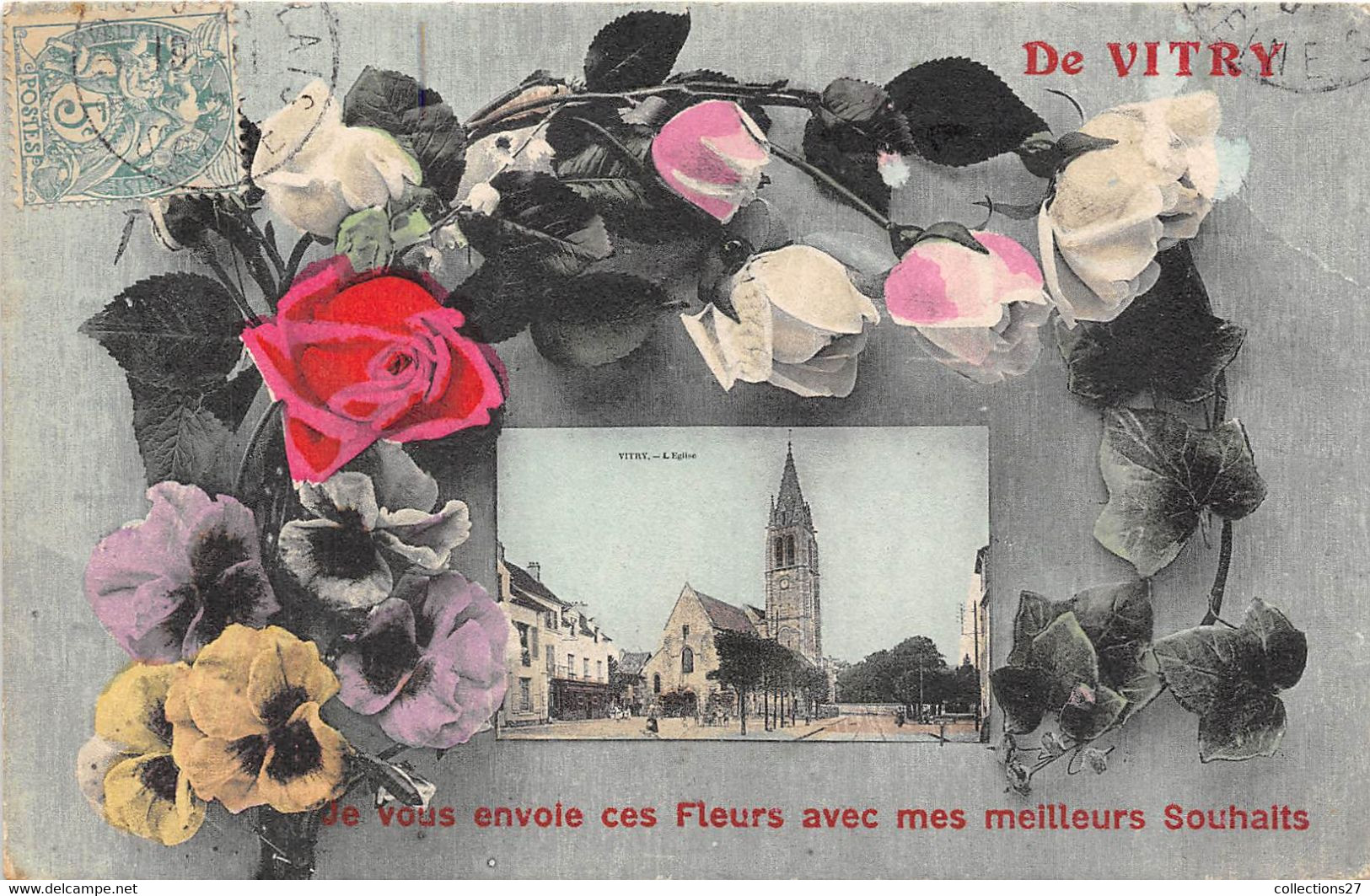 94-VITRY-SUR-SEINE-JE VOUS ENVOIE CES FLEURS AVEC MES MEILLEURS SOUHAITS - Vitry Sur Seine