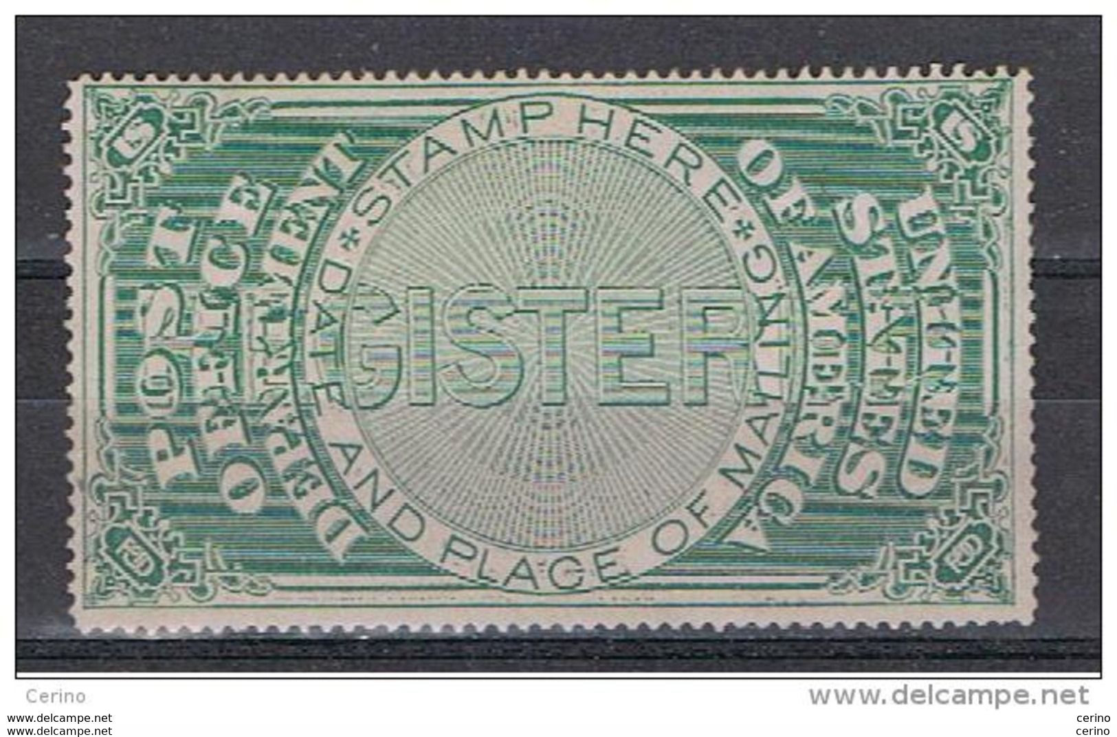 U.S.A.:  1872  REGISTERED  MAIL  -  GISTER  UNUSED  -  YV/TELL. 1 - Express & Einschreiben