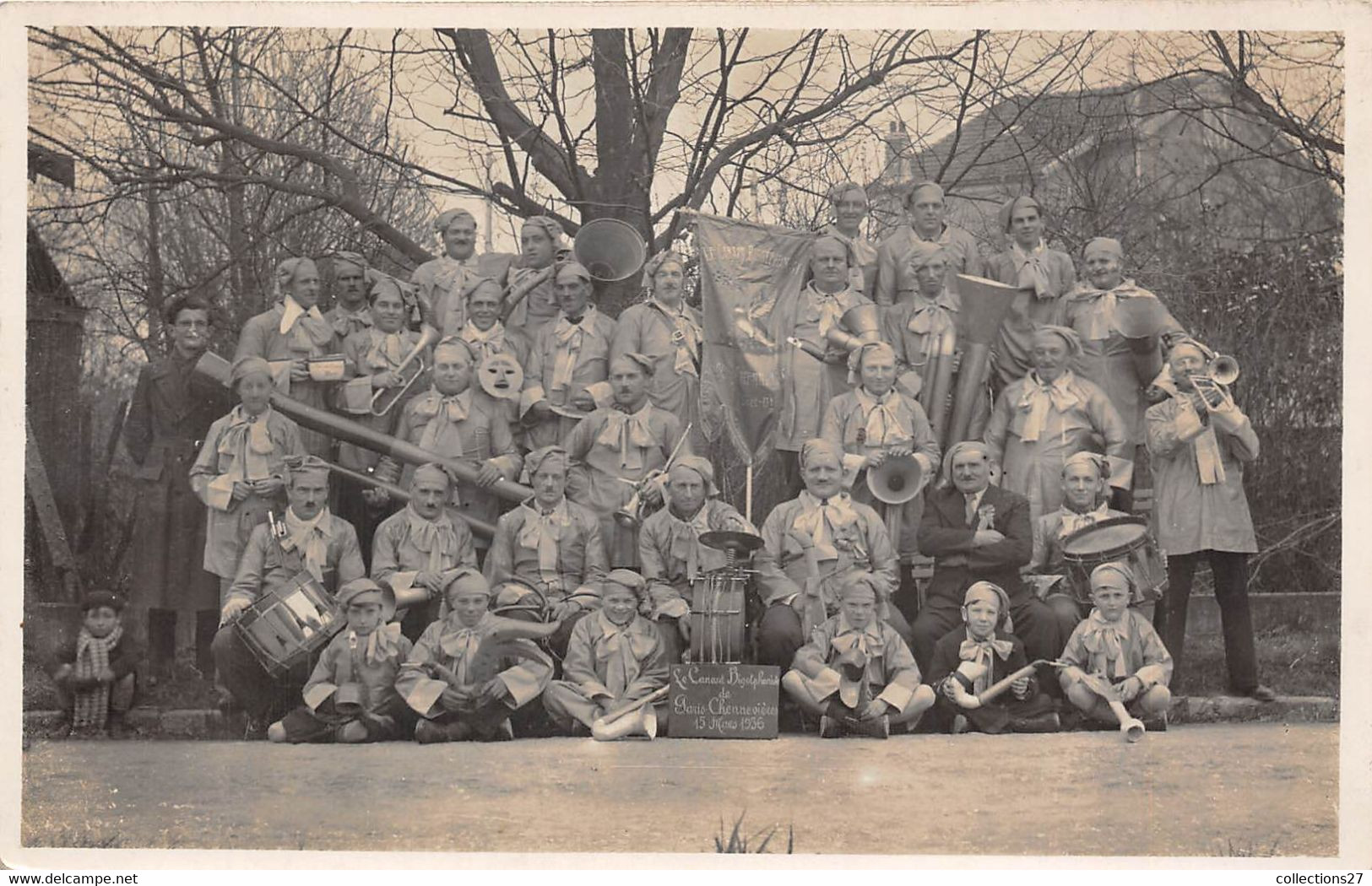 94-CHENNEVIERES-SUR-MARNE- CARTE-PHOTO- FANFARE LE CANARD BIGOPHONISTE - Chennevieres Sur Marne