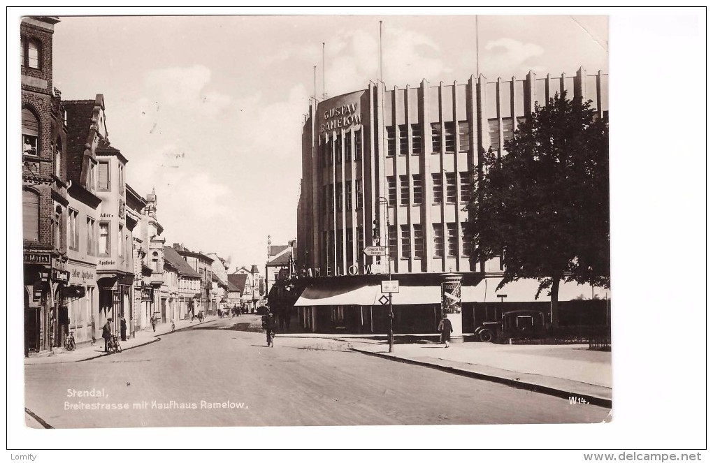 Allemagne Stendal Breitestrasse Mit Kaufhaus Ramelow Cachet Stendal 1942 - Stendal