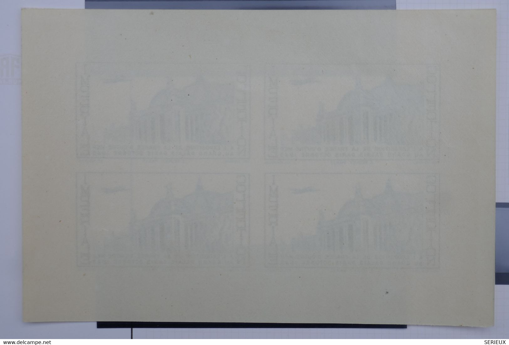 C1 FRANCE BEAU BLOC ESSAI NON DENTELé RARE 1945 EXPO GRAND PALAIS PARIS  +N. SANS CHARN. +COLLECTION IMPERIALE - Blokken & Postzegelboekjes
