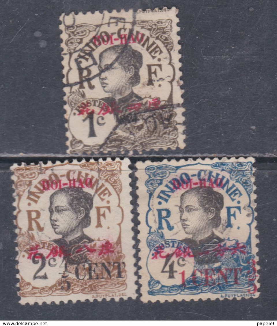 Hoï-Hao N° 66 / 68 O Timbres D'Indochine Surchargés : Les 3 Valeurs Oblitérations Légères Sinon TB - Gebraucht