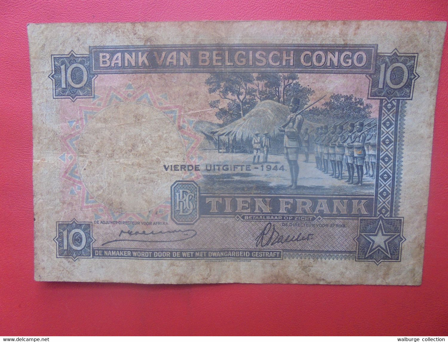 CONGO BELGE 10 FRANCS 10-06-44 4e EMISSION Circuler COTES:15-50-200$ (L.1) - Belgian Congo Bank