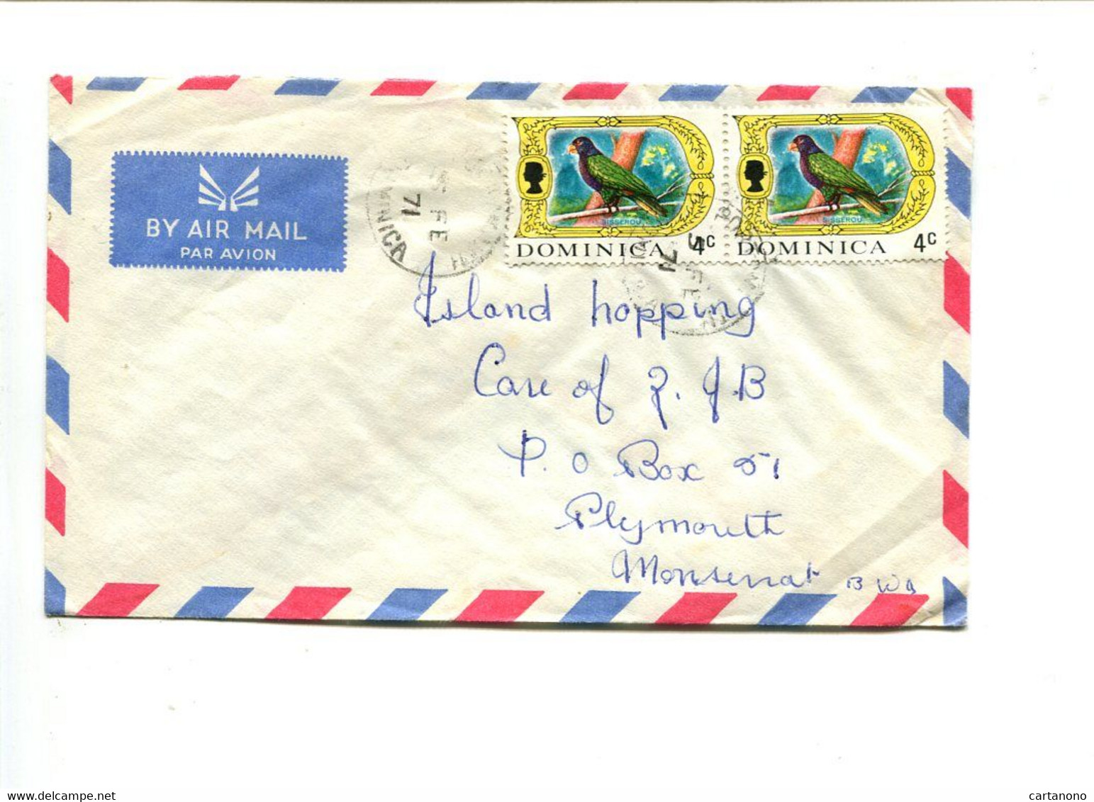 DOMINIQUE - Affranchissement Sur Lettre - Oiseaux / Perroquet - Dominica (1978-...)