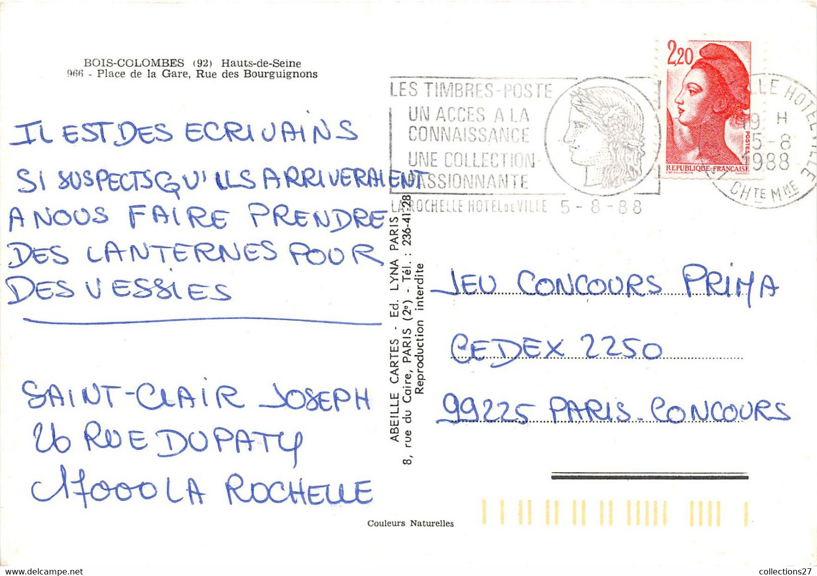92-BOIS-COLOMBES-PLACE DE LA GARE DES BOURGUIGNONS - Other & Unclassified