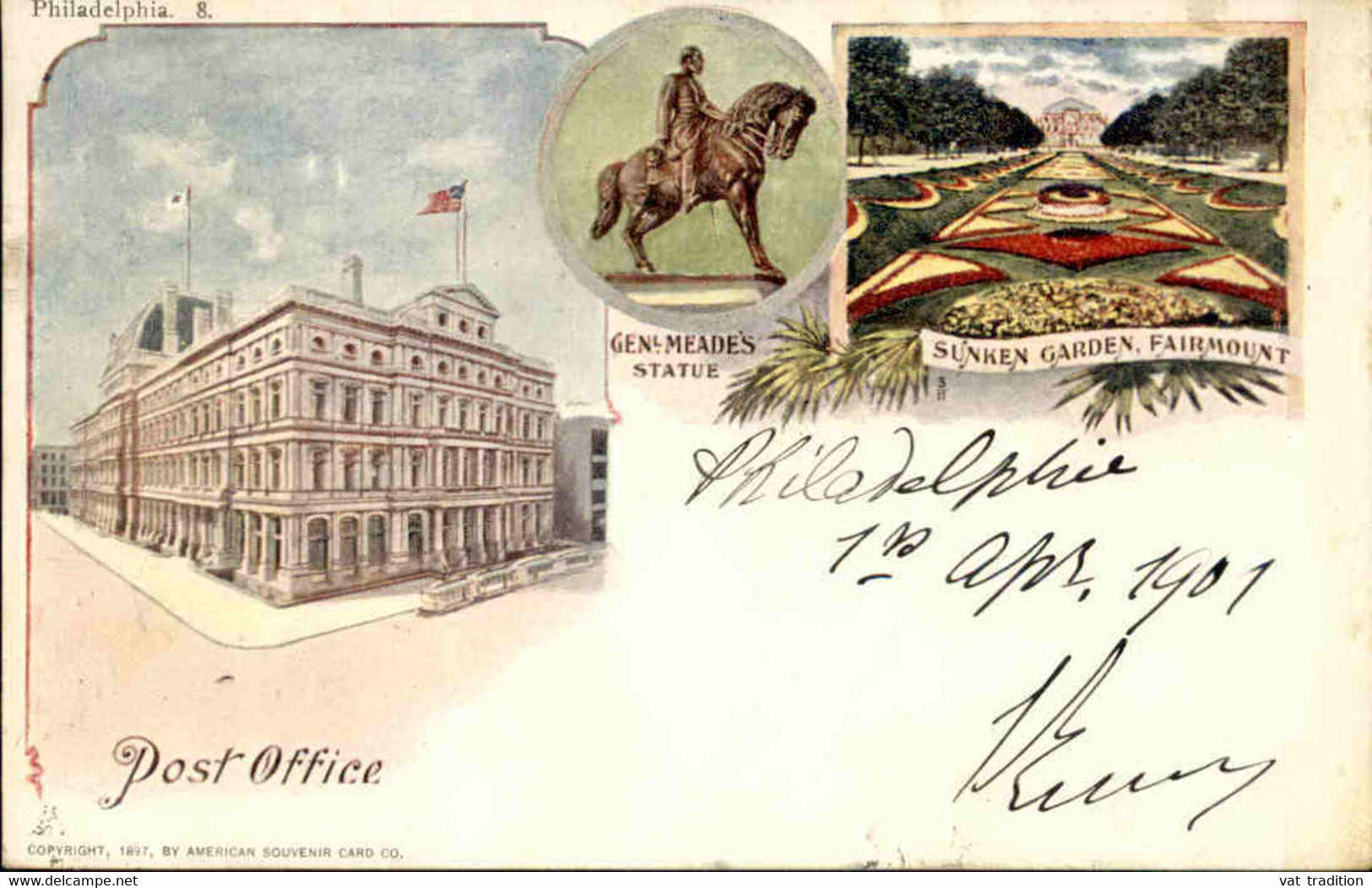 ETATS UNIS - Carte Postale Philadelphia - Post Office,sunken Garden Faimount, Général Meades Statue  - L 121050 - Philadelphia