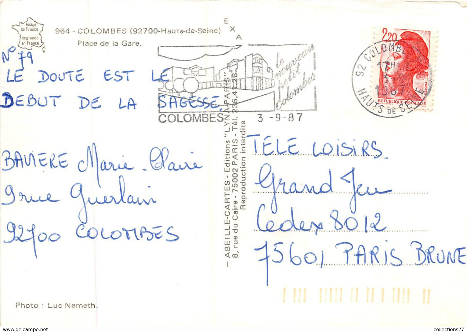 92-COLOMBES-PLACE DE LA GARE - Colombes