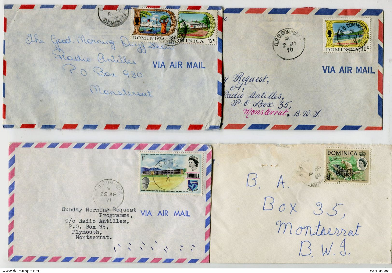 DOMINIQUE GB - Affranchissement Sur 4 Lettres Par Avion - - Dominica (...-1978)