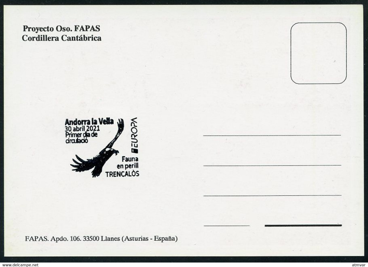 ANDORRA (2021) - Carte Maximum Card EUROPA Fauna, Gypaète, Trencalos, Quebrantahuesos, Gypaetus Barbatus Bearded Vulture - Other & Unclassified