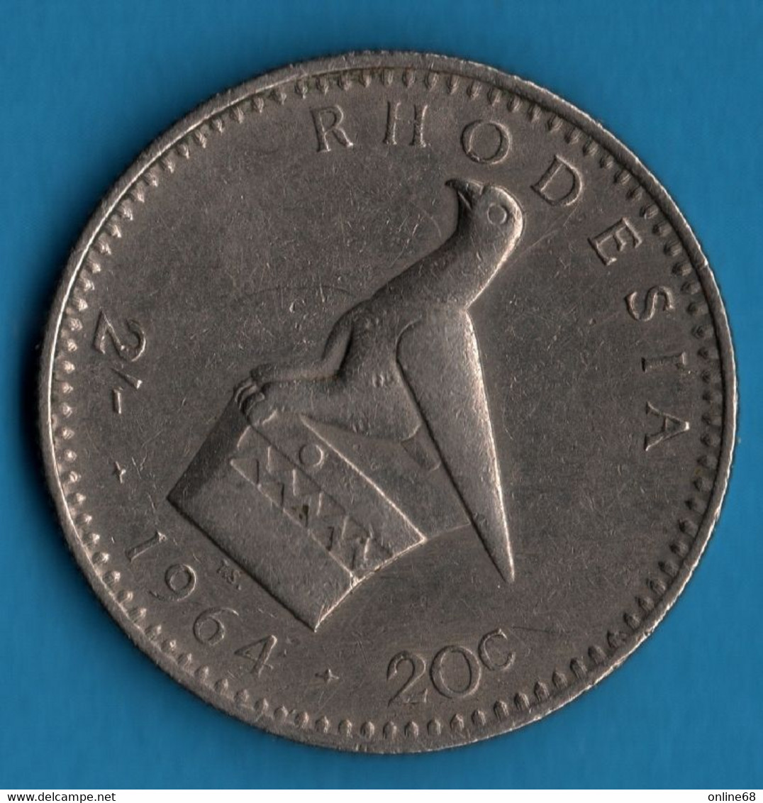 RHODESIA 2 Shillings / 20 Cents 1964 KM# 3 QEII Oiseau - Rhodésie