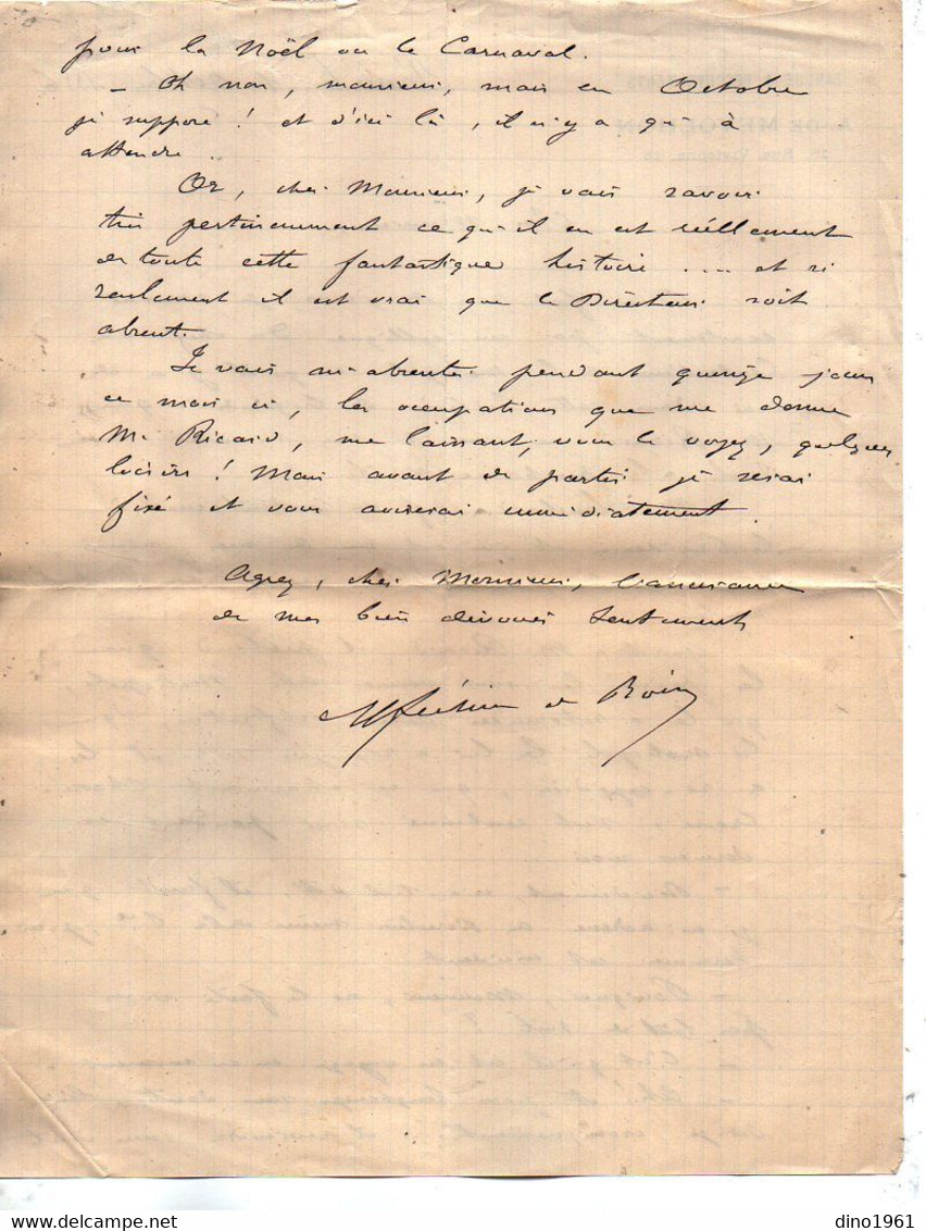 VP19.561 - 1888 - Banque & Recouvrements A. De MEVOLHON à PARIS - Lettre De Mr De BOISSE à Mr SENNE - DESJARDINS - Bank En Verzekering