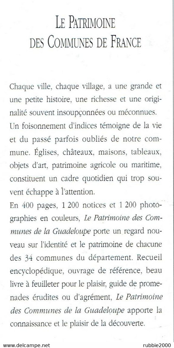 LE PATRIMOINE DES COMMUNES DE LA GUADELOUPE ANTILLES 1998 EDITIONS FLOHIC - Outre-Mer