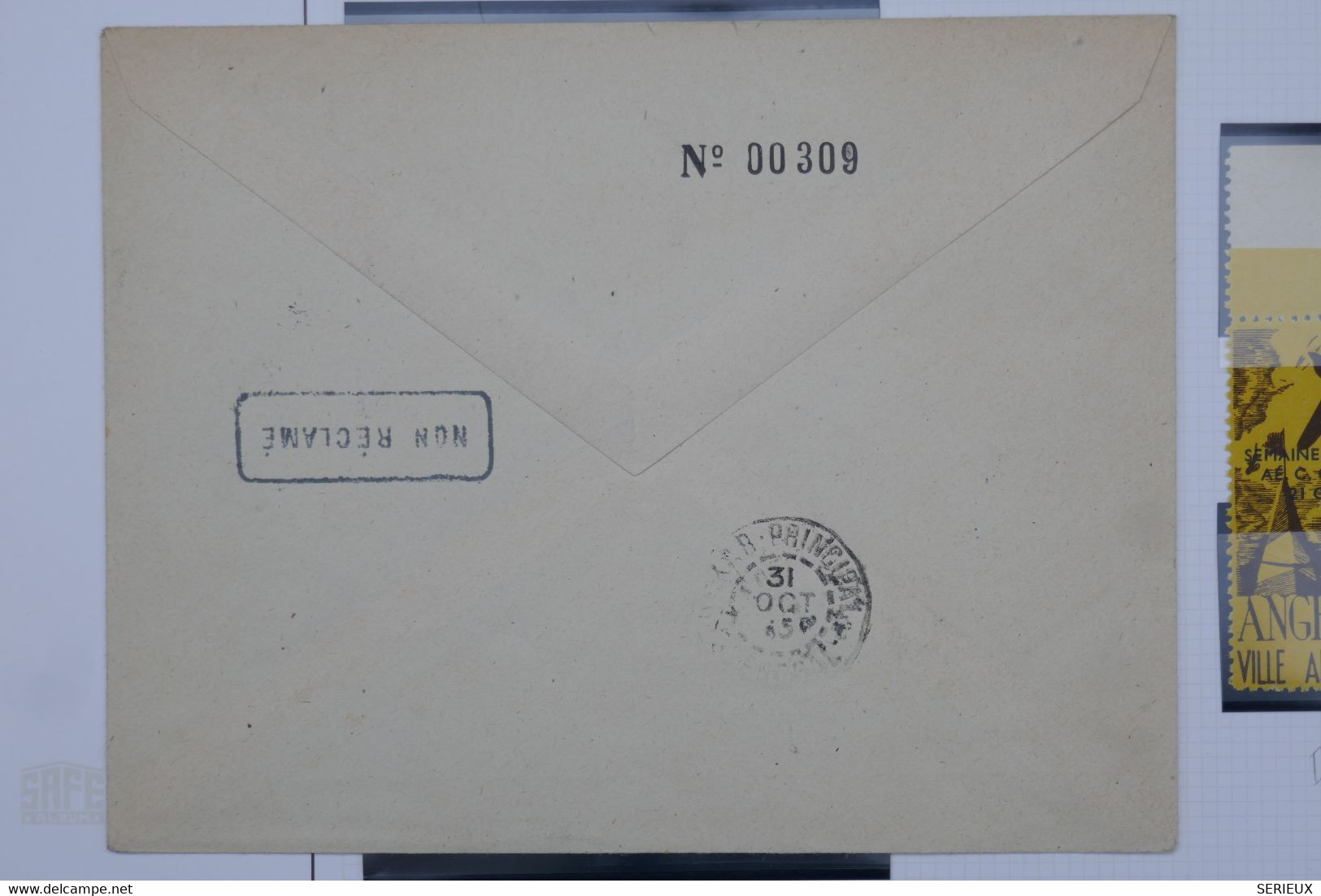 C1 FRANCE BELLE LETTRE  1945 SEMAINE D AVIATION ANGERS POUR DAKAR SENEGAL  ++VIGNET+  PAIRE DE DULAC +AFFRANCH. PLAISANT - 1960-.... Lettres & Documents