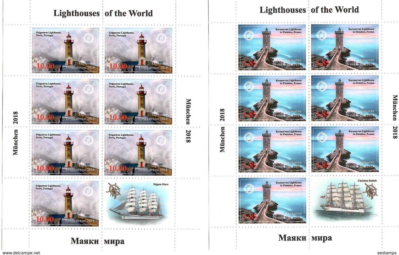 Tajikistan.2018 Lighthouses(Sailboats). 6 Sheetlets, Each Of 7+label - Tajikistan