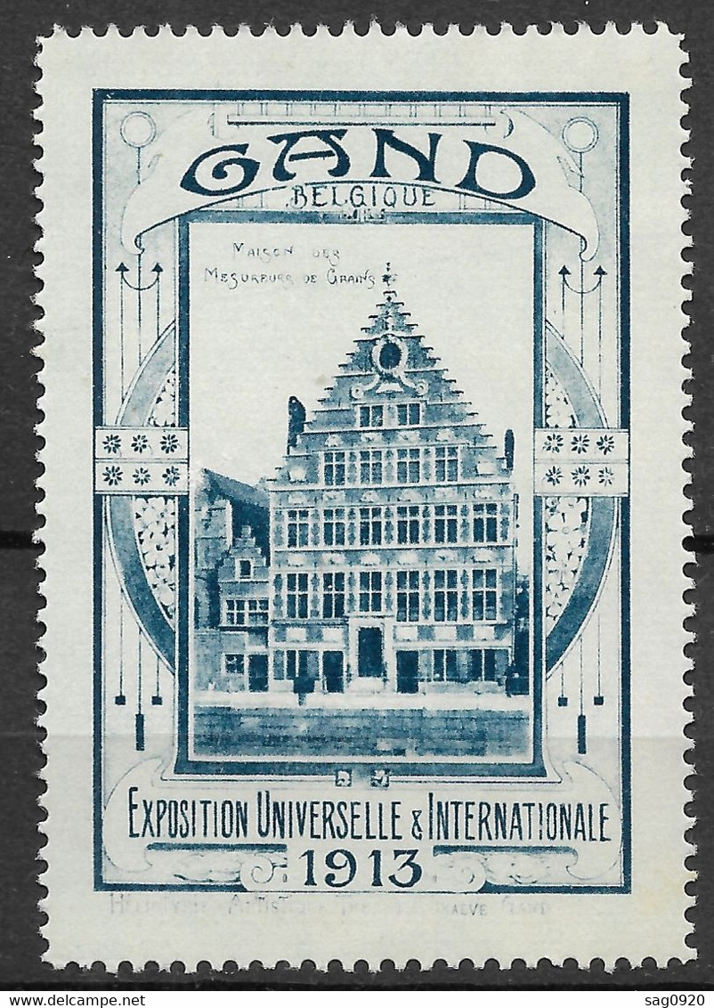 Belgique-Vignette Exposition Universelle & Internationale 1913 GAND - Erinnophilia [E]