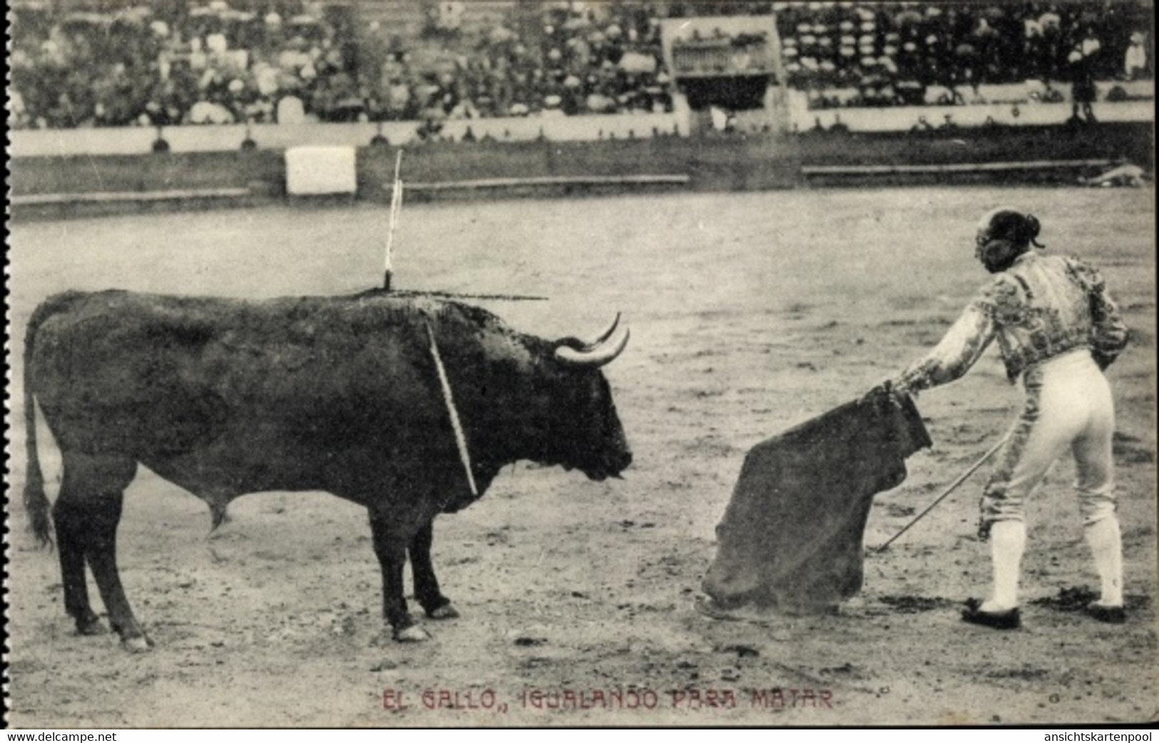 CPA El Gallo Igualando Para Matar, Matador Mit Stier, Stierkampfarena - Other & Unclassified