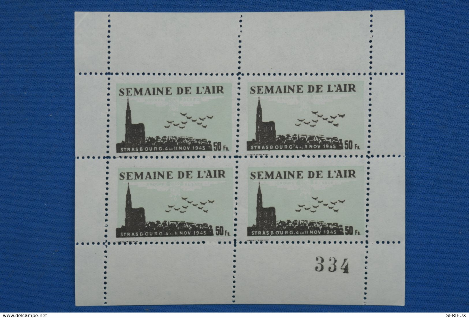 C1 FRANCE BEAU BLOC NEUF  1945 SEMAINE DE L AIR STRASBOURG 50 FR+ NUMEROTé+ +PAS COURANT ++ - Luchtvaart